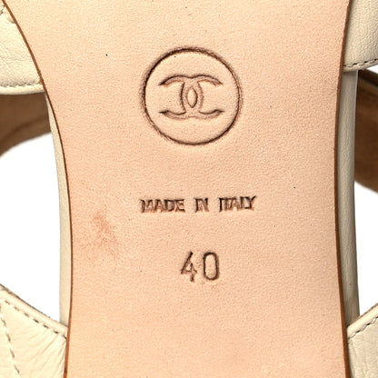 Chanel Calfskin Quilted CC Turnlock Sandals 40 Dark White 6 of 7