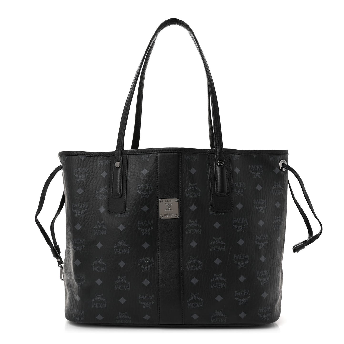 Grained Calfskin Visetos Medium Liz Reversible Shopper Tote Black