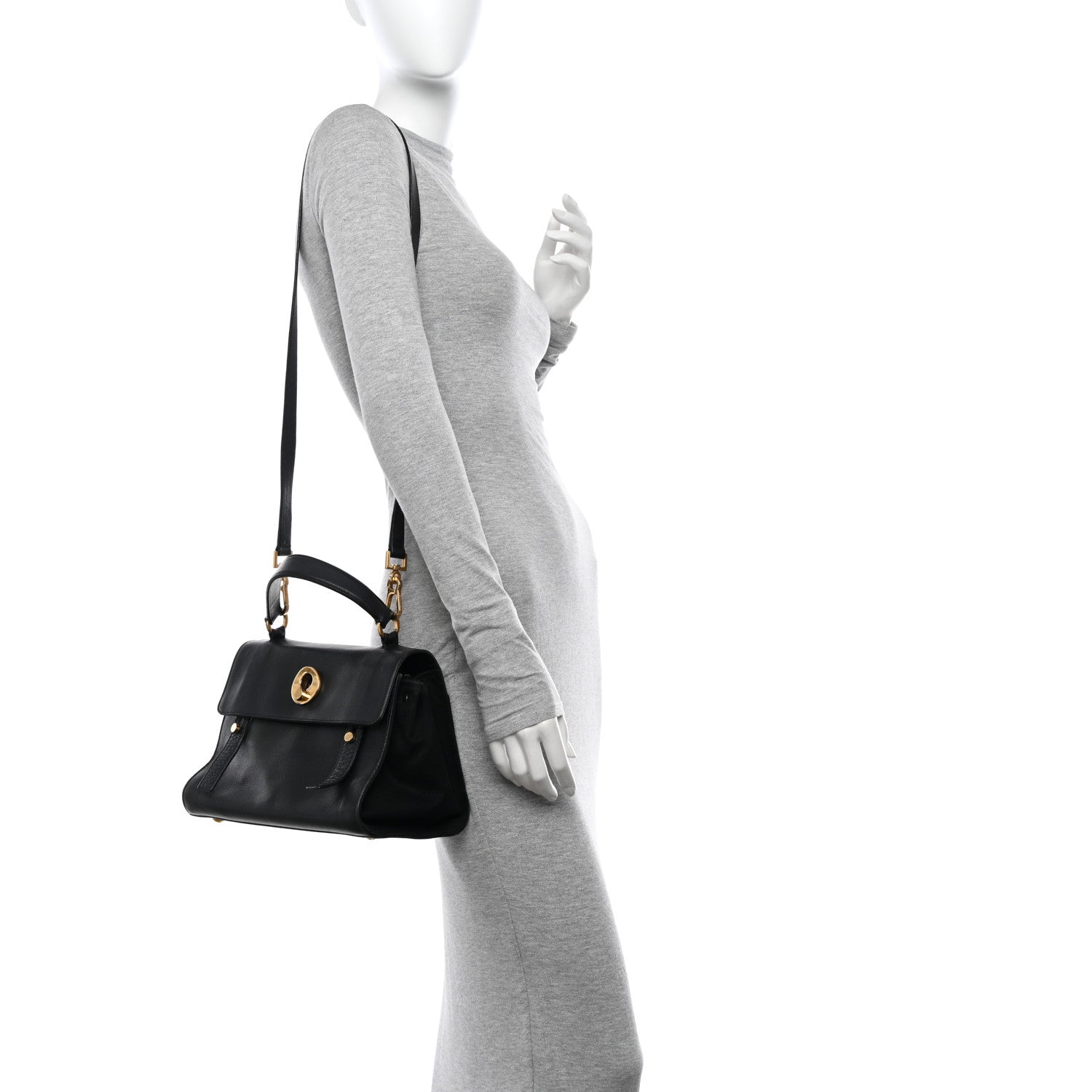 Saint Laurent Calfskin Canvas Small Muse Two Black 2 of 13