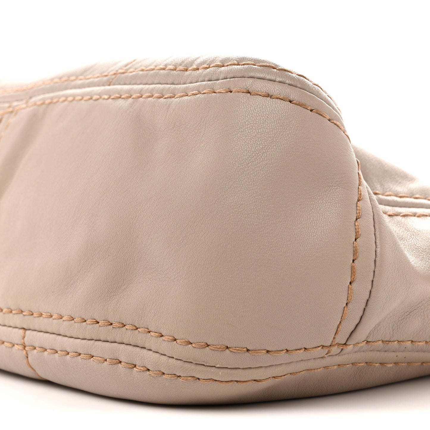 Soft Calfskin Stitched Shoulder Bag  Argilla