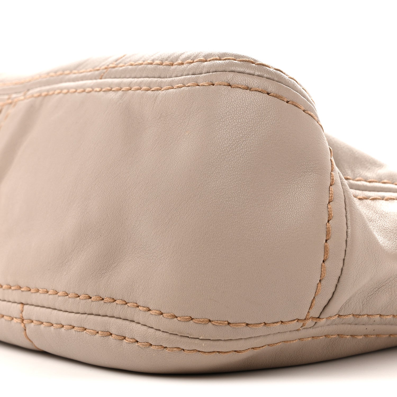 Prada Soft Calfskin Stitched Shoulder Bag  Argilla 10 of 14