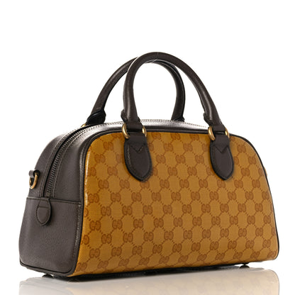 Gucci X ADIDAS Crystal Vintage Monogram Textured Dollar Calfskin Web Trefoil Logo Mini Bowling Bag Mid Natural Nut Off White New Acero 2 of 11