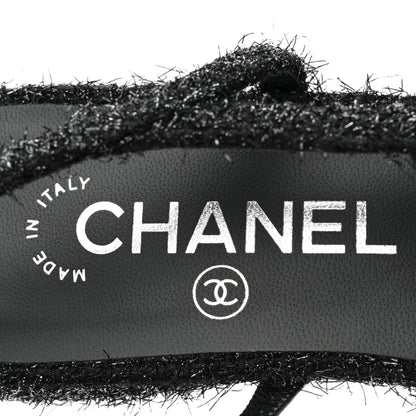 Chanel Fabric Cap Toe CC Slingback Flats 36.5 Black 7 of 8