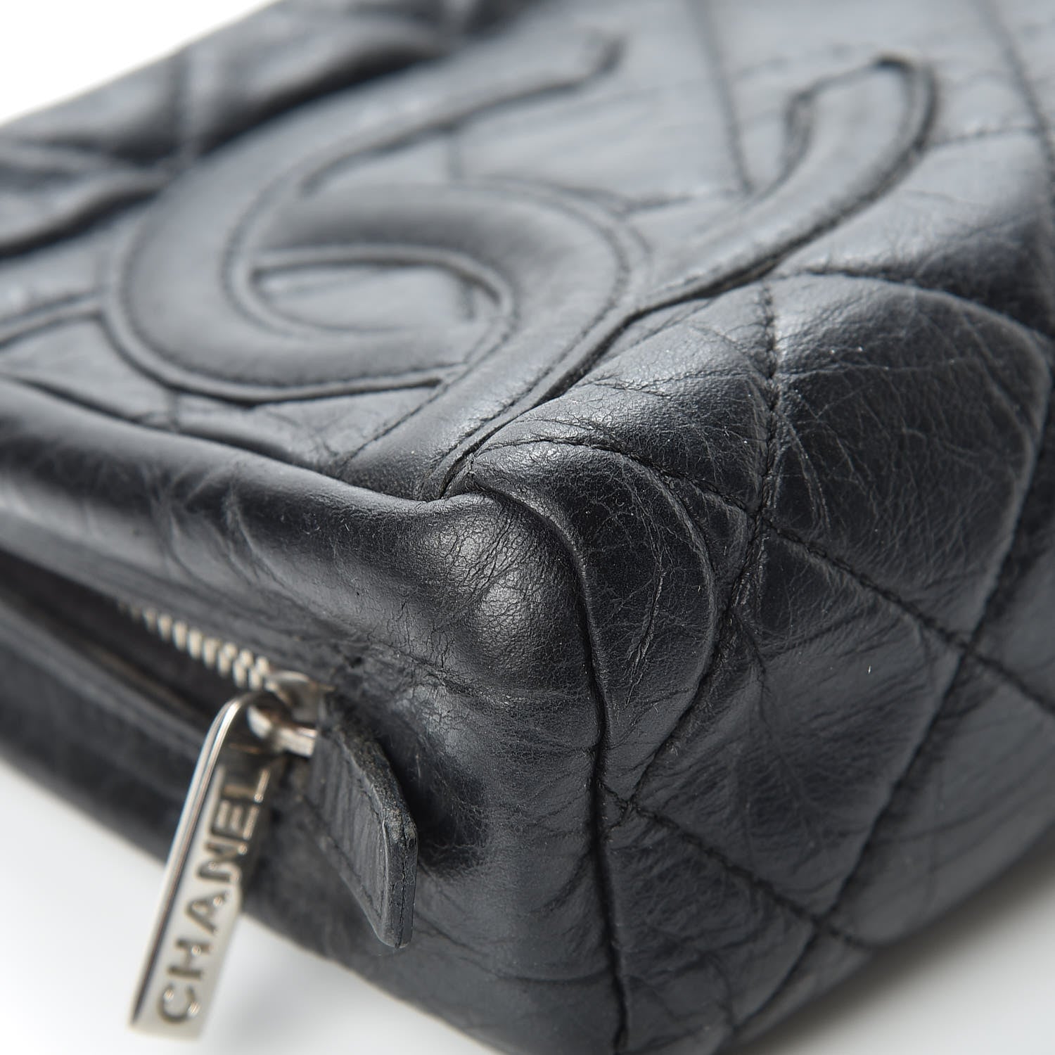 Chanel Distressed Calfskin Cambon Cosmetic Case Black 12 of 17