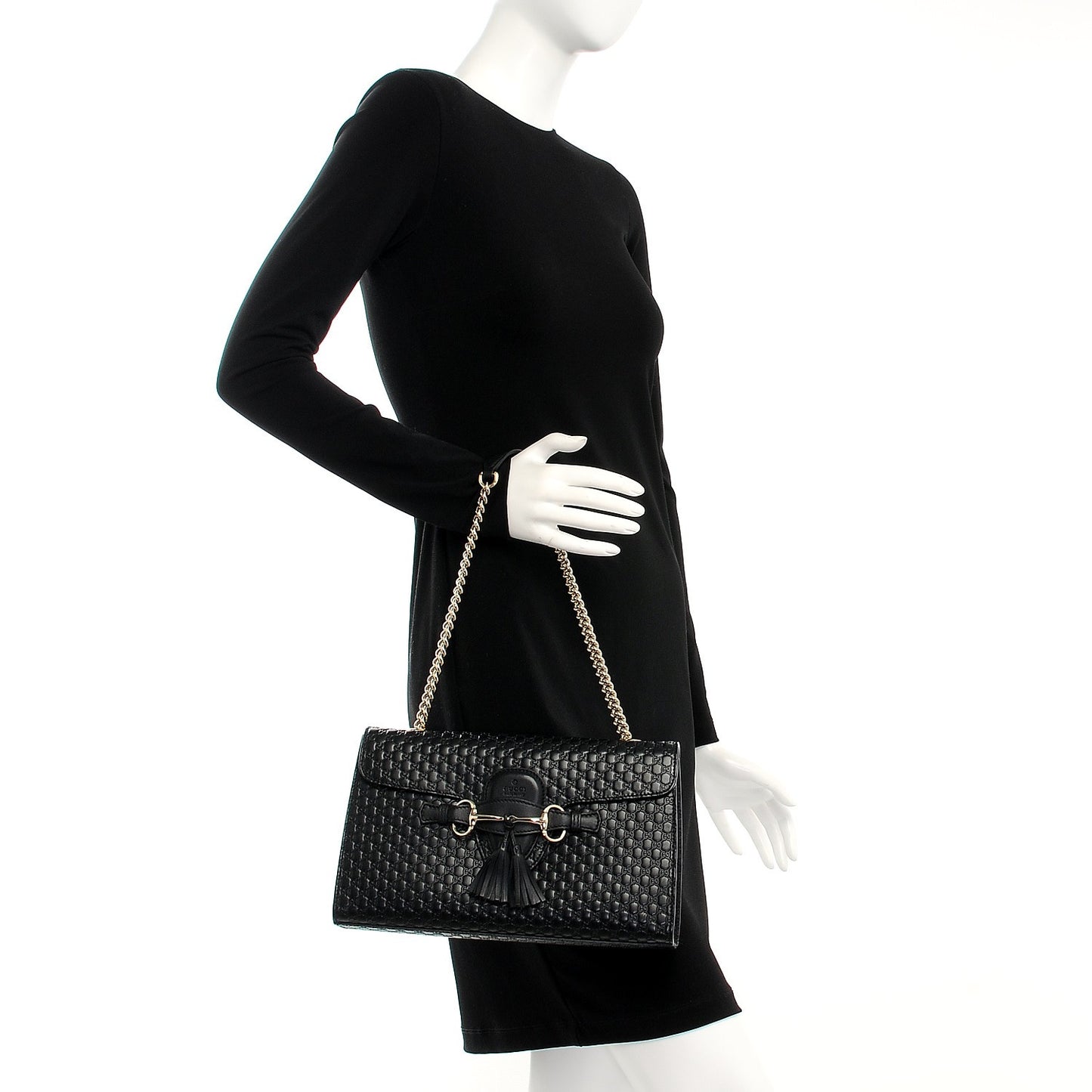 Microguccissima Medium Emily Chain Shoulder Bag Black