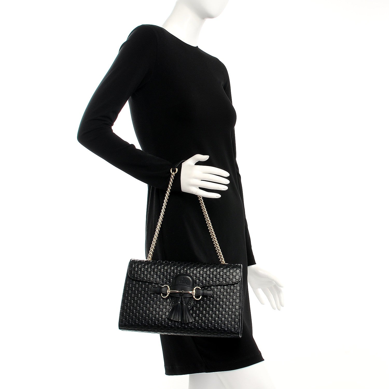 Gucci Microguccissima Medium Emily Chain Shoulder Bag Black 2 of 7