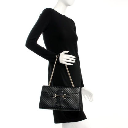 Gucci Microguccissima Medium Emily Chain Shoulder Bag Black 2 of 7
