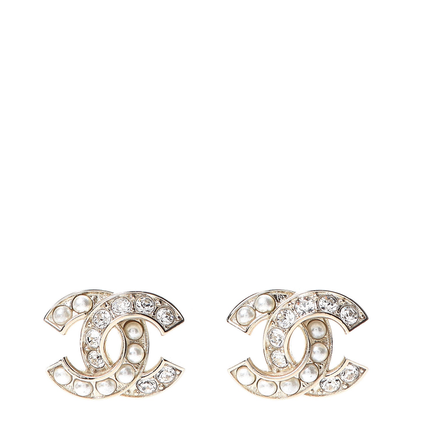 Pearl Crystal CC Earrings Gold