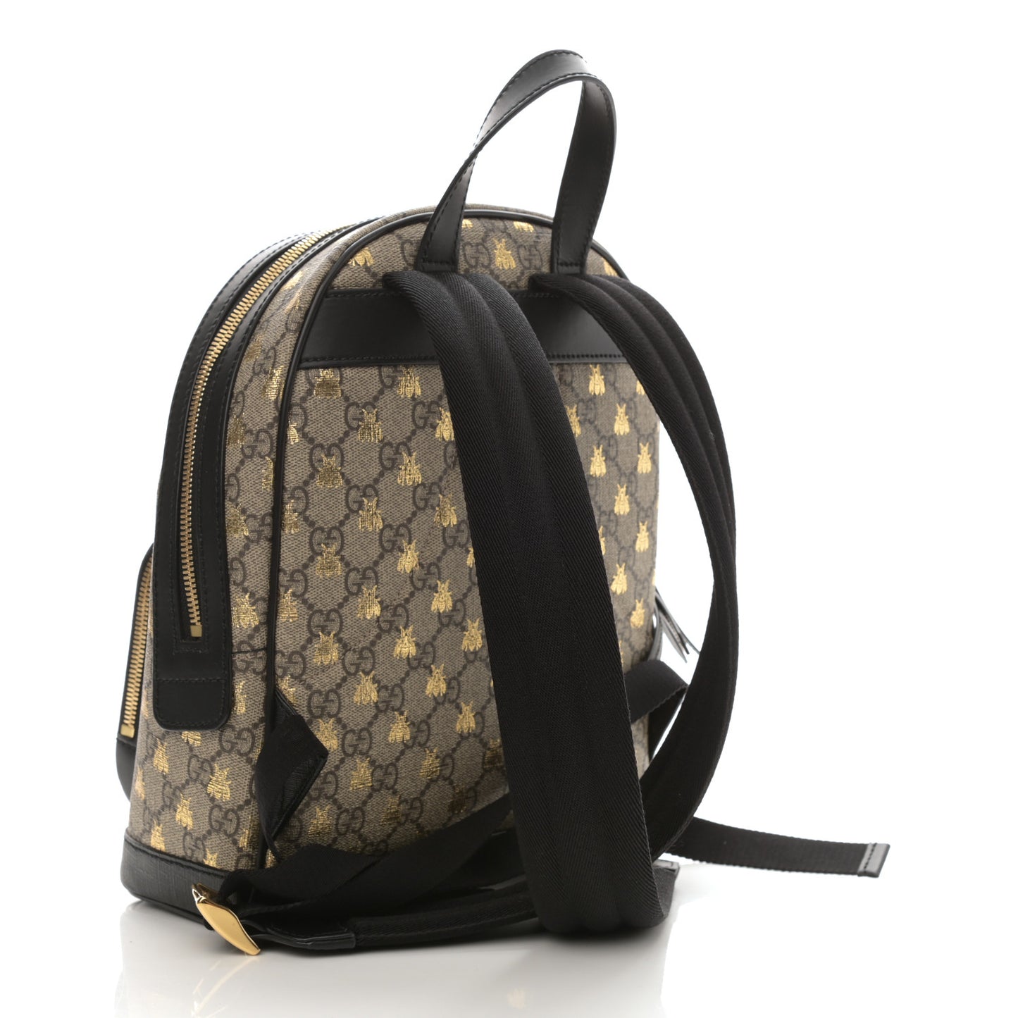 GG Supreme Monogram Bees Print Small Day Backpack Beige Oro Black