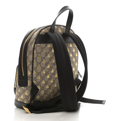 Gucci GG Supreme Monogram Bees Print Small Day Backpack Beige Oro Black 3 of 8