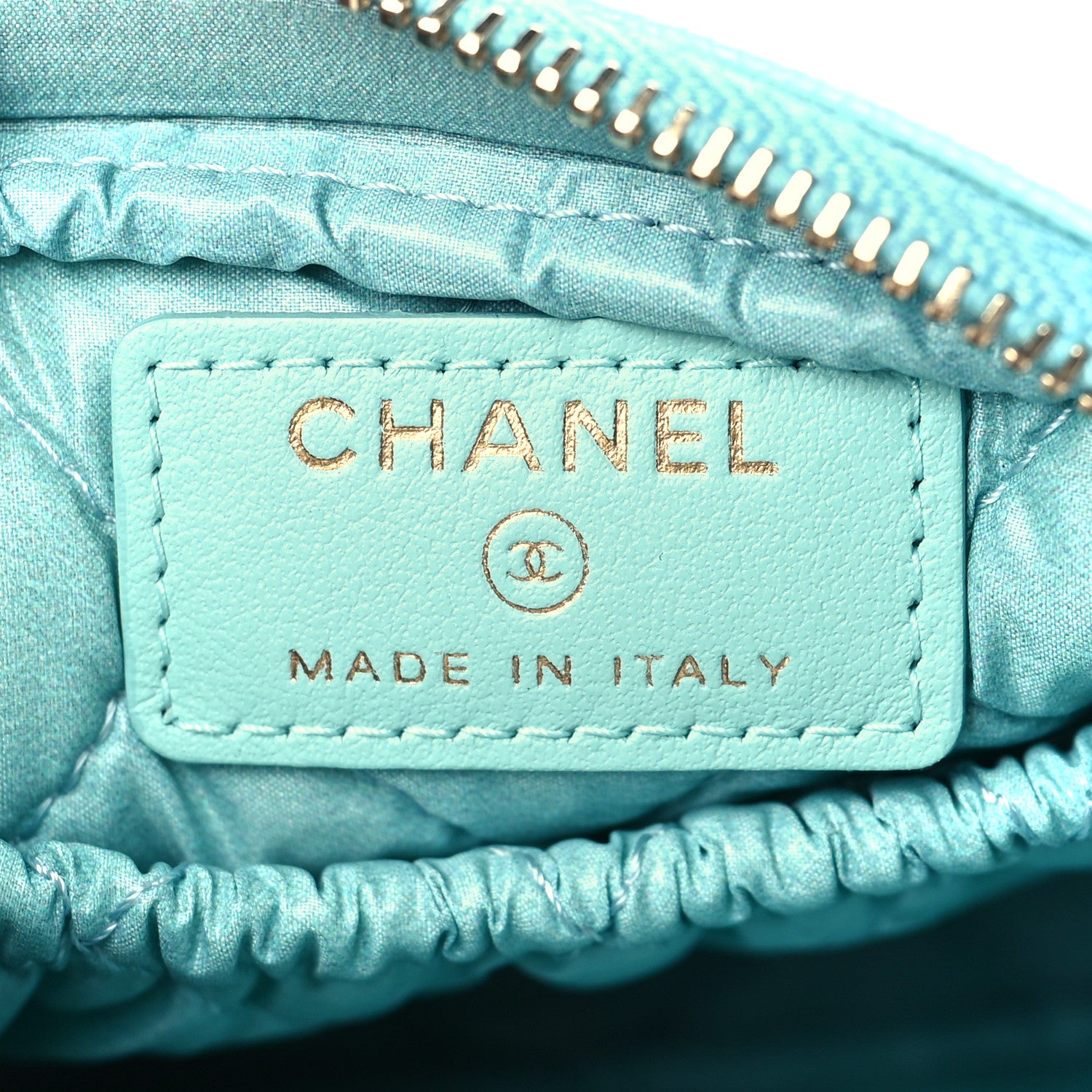 Chanel Caviar Quilted Small Curvy Pouch Cosmetic Case Light Blue 6 of 11