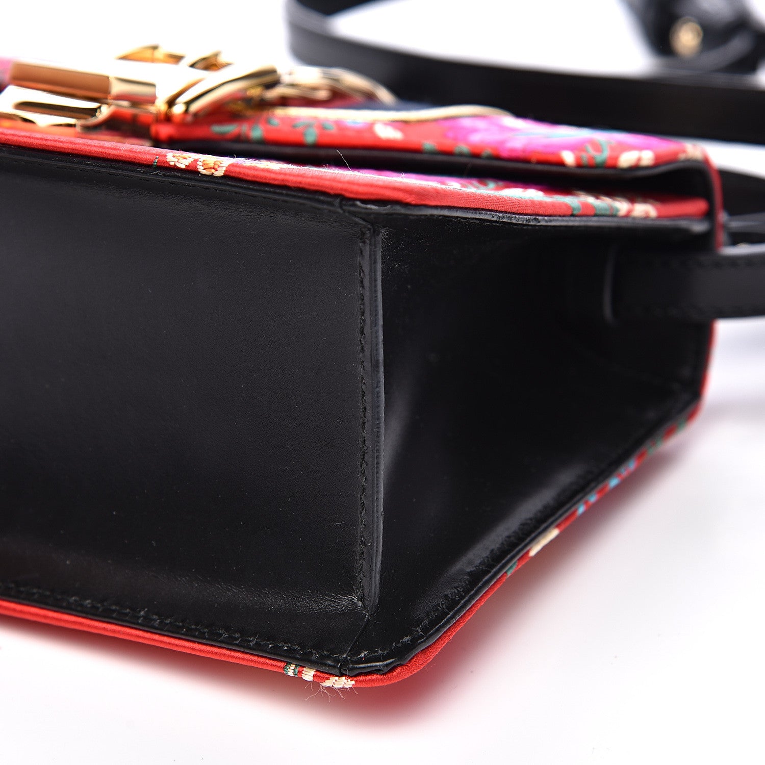 Gucci Jacquard Floral Mini Sylvie Top Handle Bag Red Multicolor Black 9 of 13