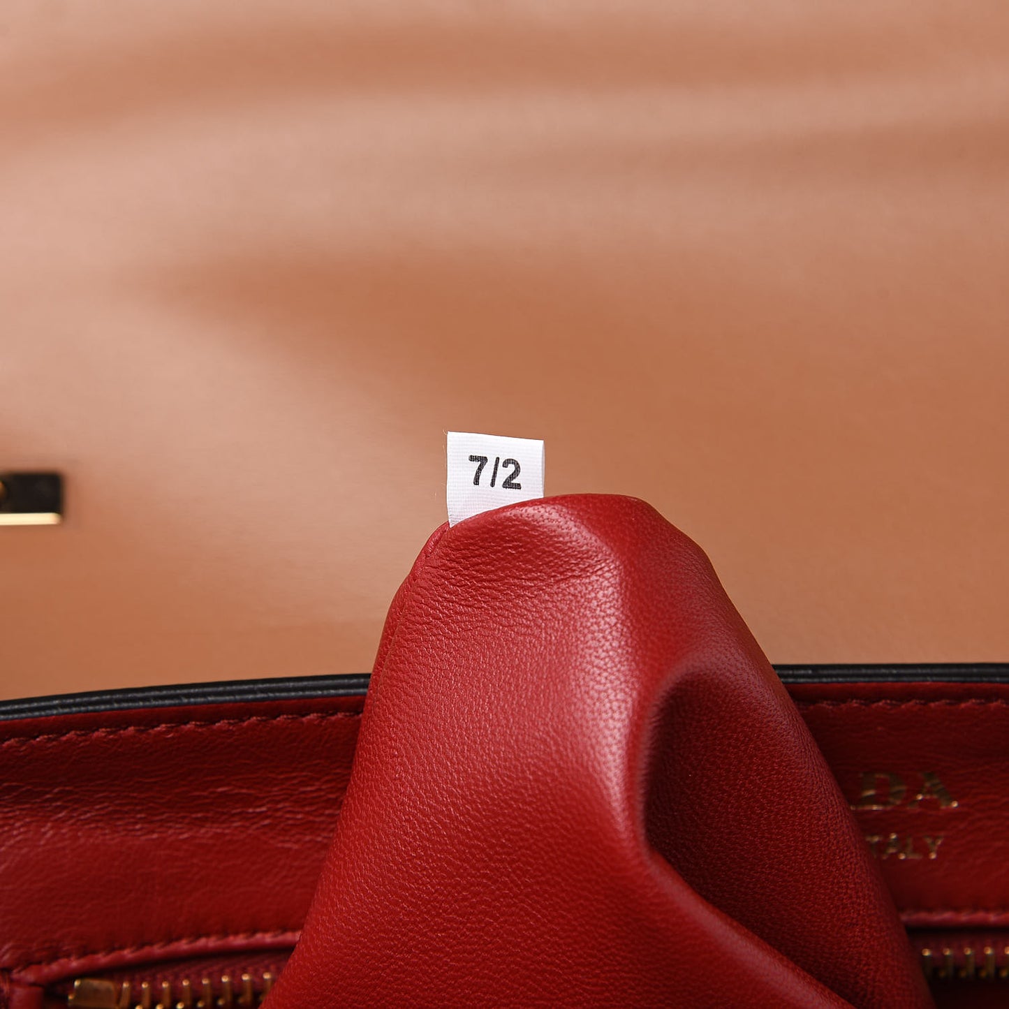 Saffiano Lux Large Sidonie Top Handle Bag Caramel