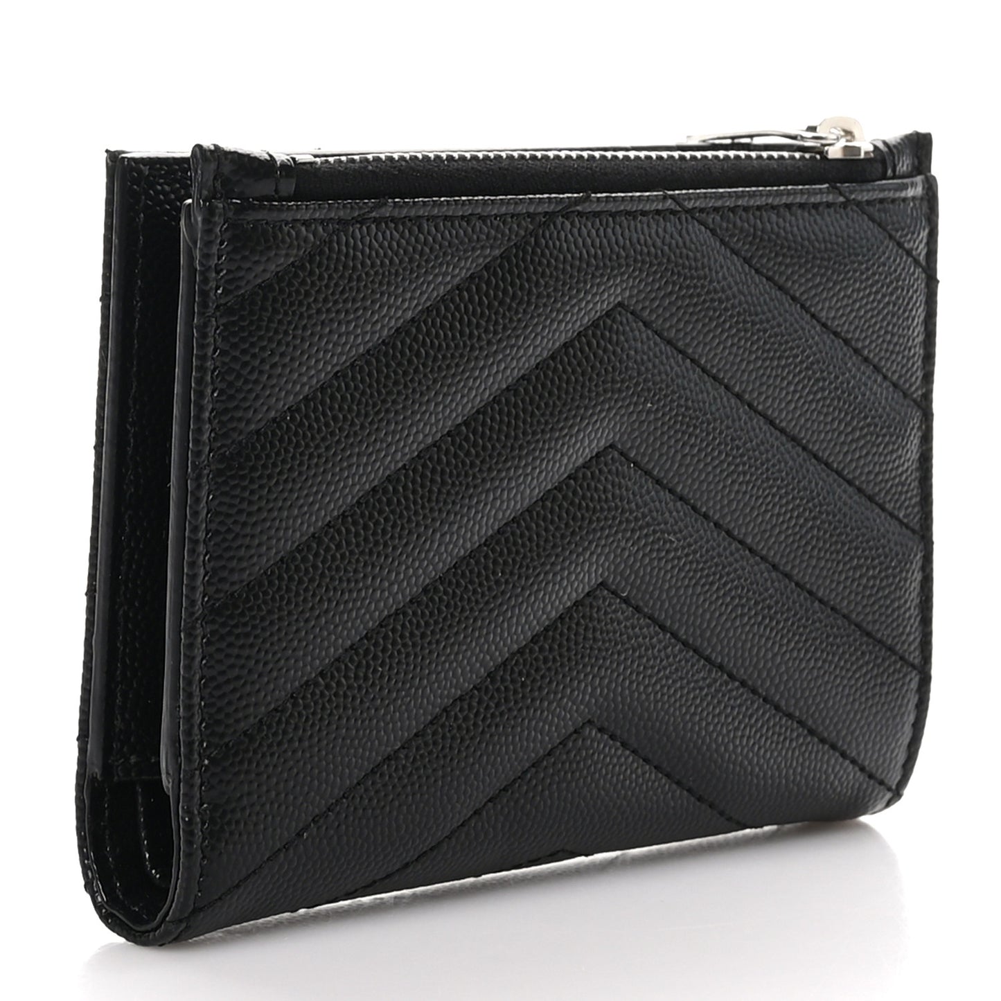 Grain De Poudre Matelasse Chevron Cassandre Fragments Zippered Bi-Fold Wallet Black