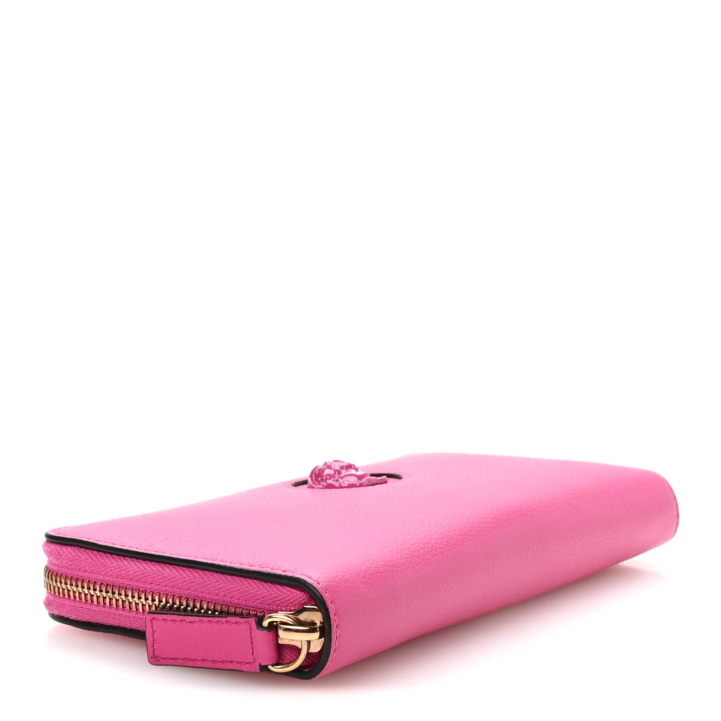 Calfskin Medusa Zip Wallet Pink