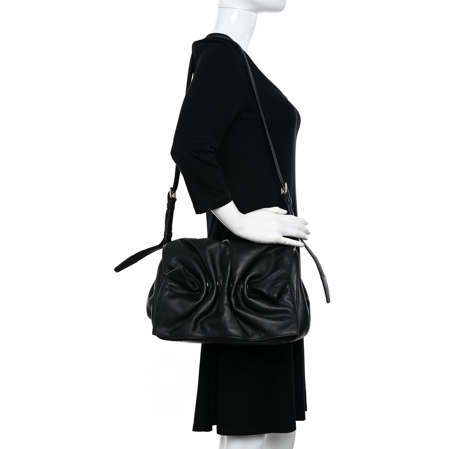 Smooth Calfskin Bloomy Crossbody Bag Black