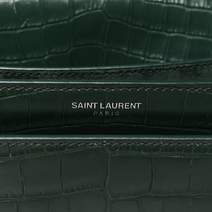 Saint Laurent Calfskin Crocodile Embossed Medium Monogram Sunset Dark Green 6 of 9