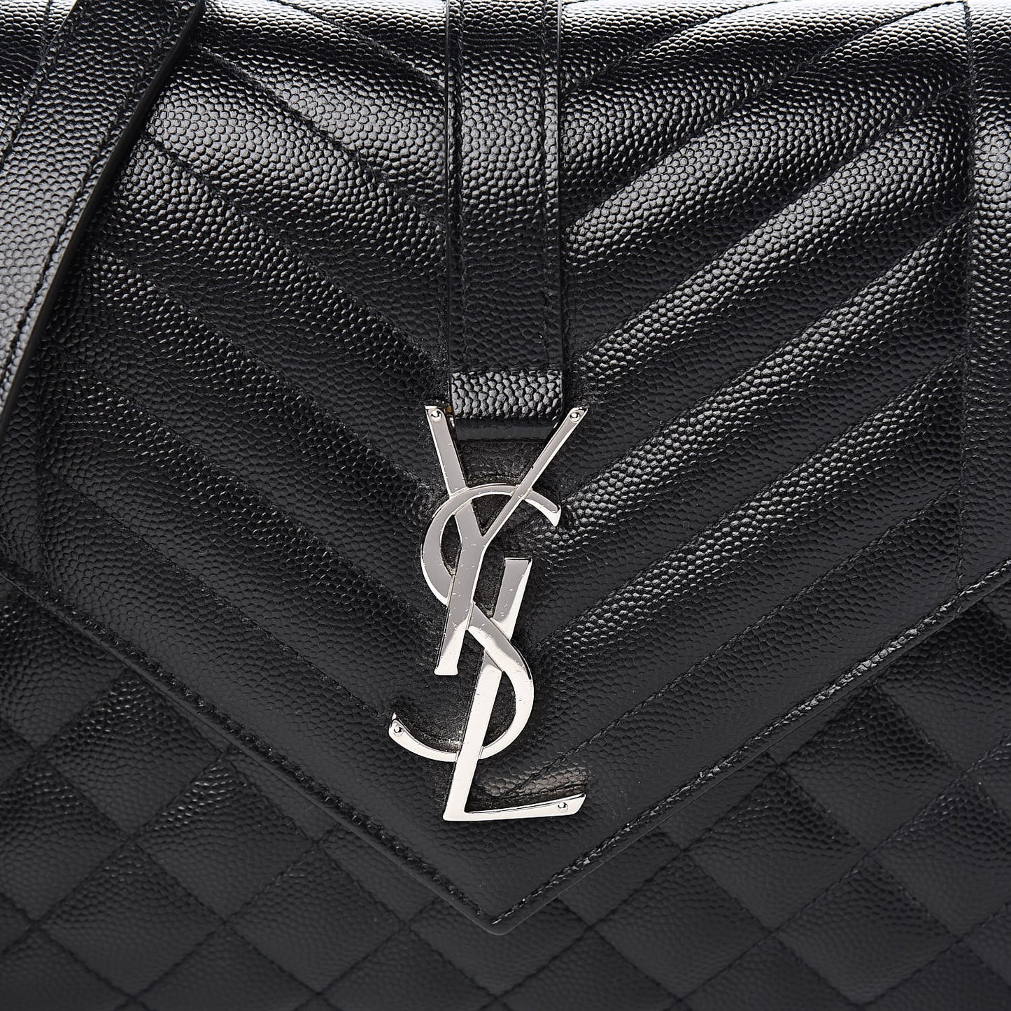 Grain De Poudre Textured Mixed Matelasse Triquilt Medium Monogram Satchel Black