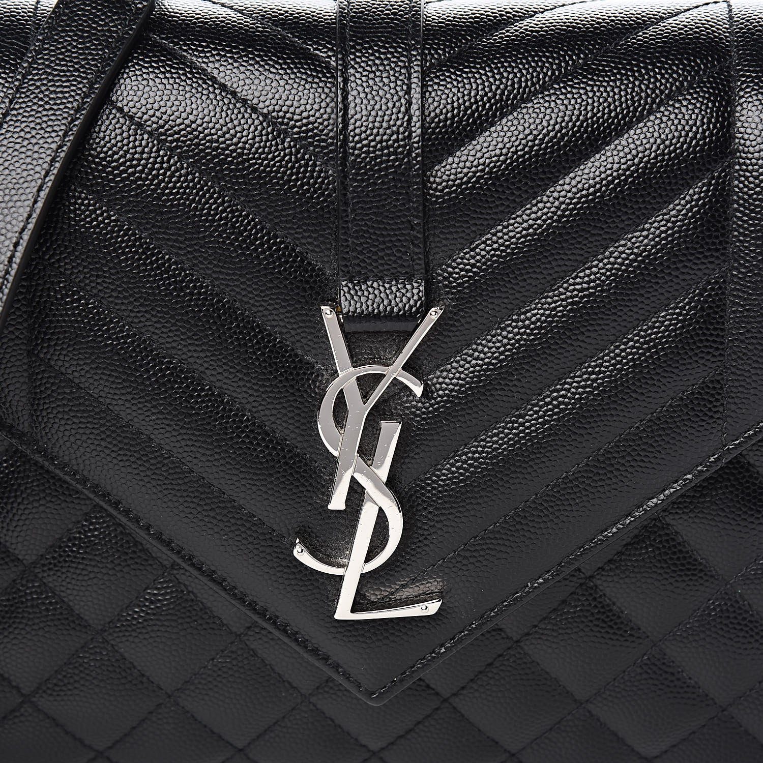 Saint Laurent Grain De Poudre Textured Mixed Matelasse Triquilt Medium Monogram Satchel Black 9 of 9