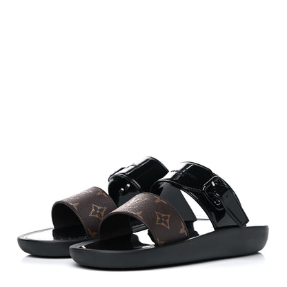 Louis Vuitton Monogram Sunbath Flat Mule Sandals 38 Black 3 of 11