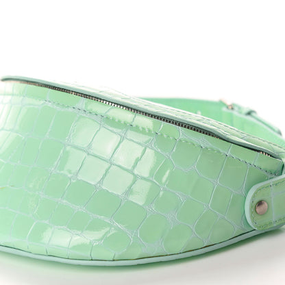 Balenciaga Shiny Calfskin Crocodile Embossed XXS Souvenir Belt Bag Green 6 of 11
