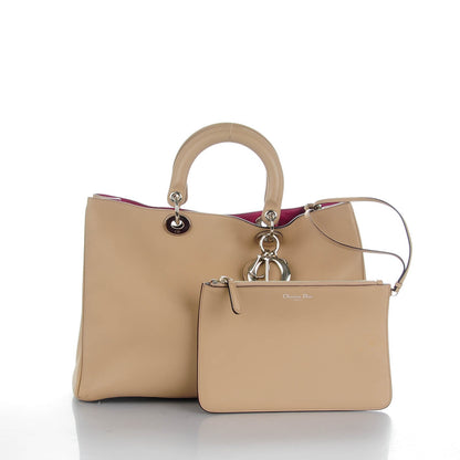 Christian Dior CHRISTIAN Smooth Calfskin Medium Diorissimo Tote Beige Fuchsia 5 of 10