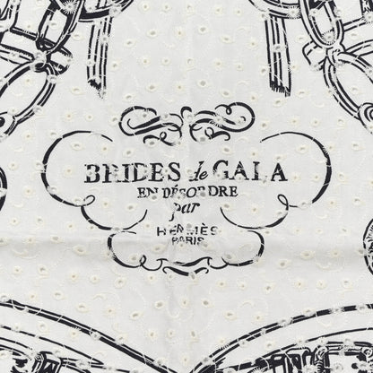 Hermes Silk Embroidered Brides De Gala Finesse Broderie Anglaise Scarf 70 White Black 2 of 4