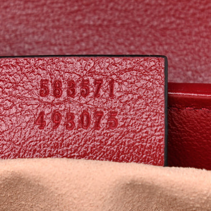Gucci Vintage Effect Calfskin Matelasse Diagonal Mini Torchon GG Marmont Top Handle Shoulder Bag Black Romantic Cherry 7 of 10