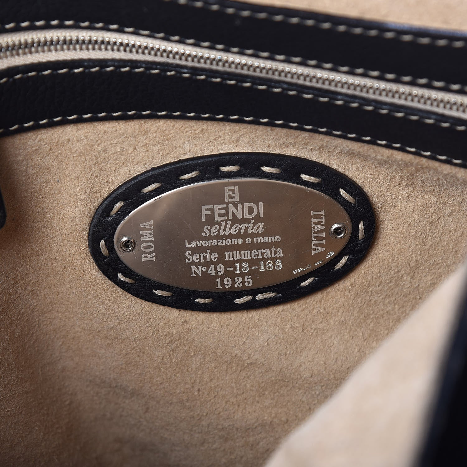 Fendi Calfskin Romano Selleria Tote Black 6 of 8