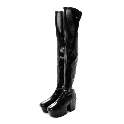 Prada Nappa Tech Logo Over the Knee 70mm Platform Boots 38.5 Black 3 of 11