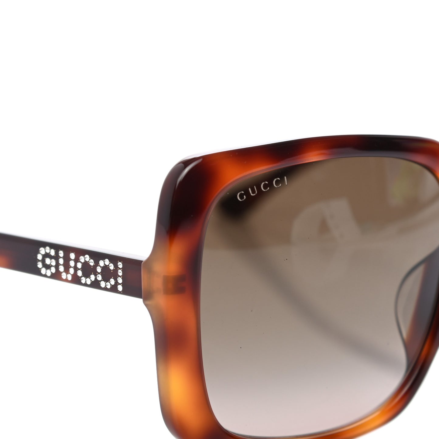 Acetate Square Frame Crystal Sunglasses GG0728SA Tortoiseshell