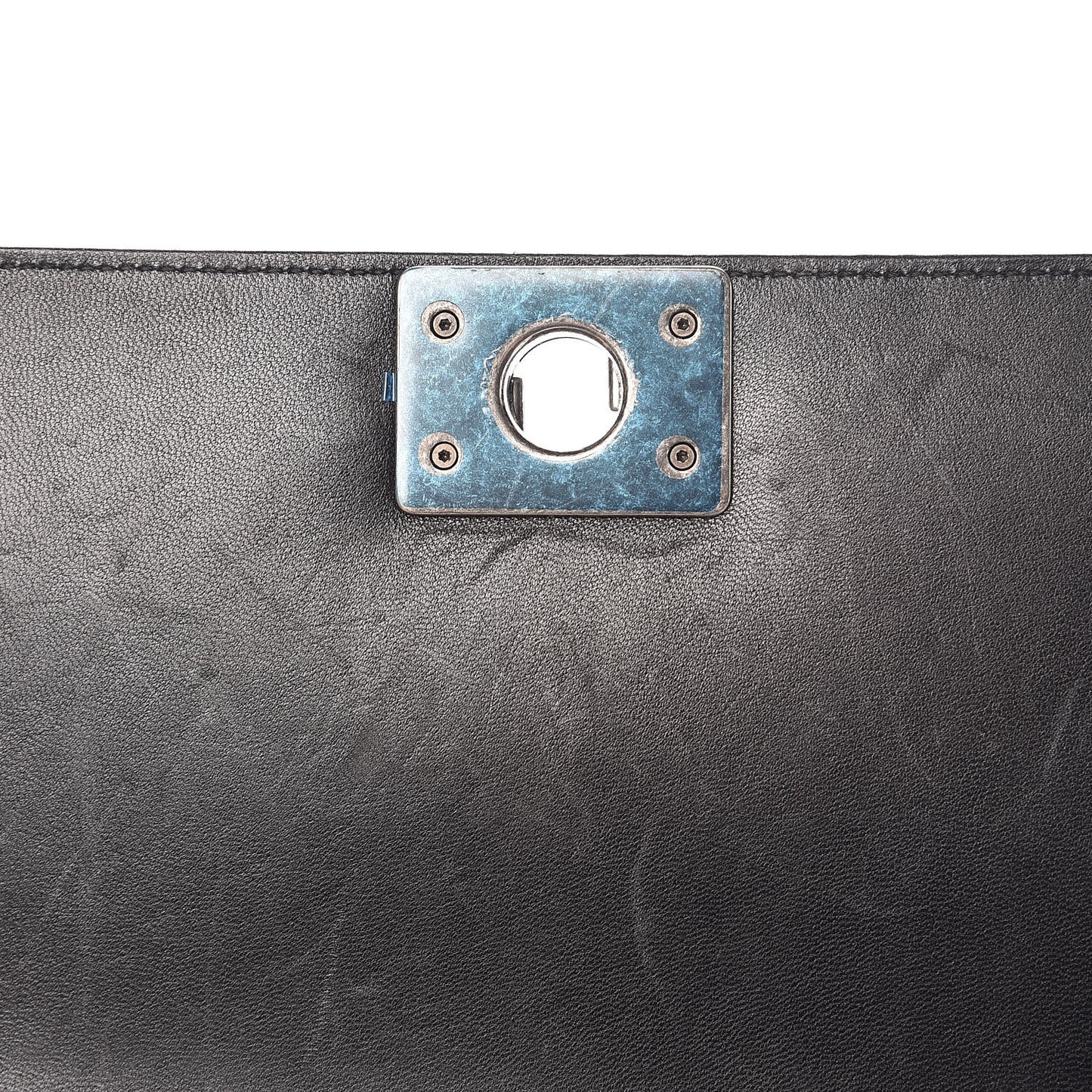 Glazed Calfskin Medium Boy Flap Black
