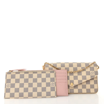 Louis Vuitton Damier Azur Pochette Felicie Chain Wallet Rose Ballerine 3 of 14