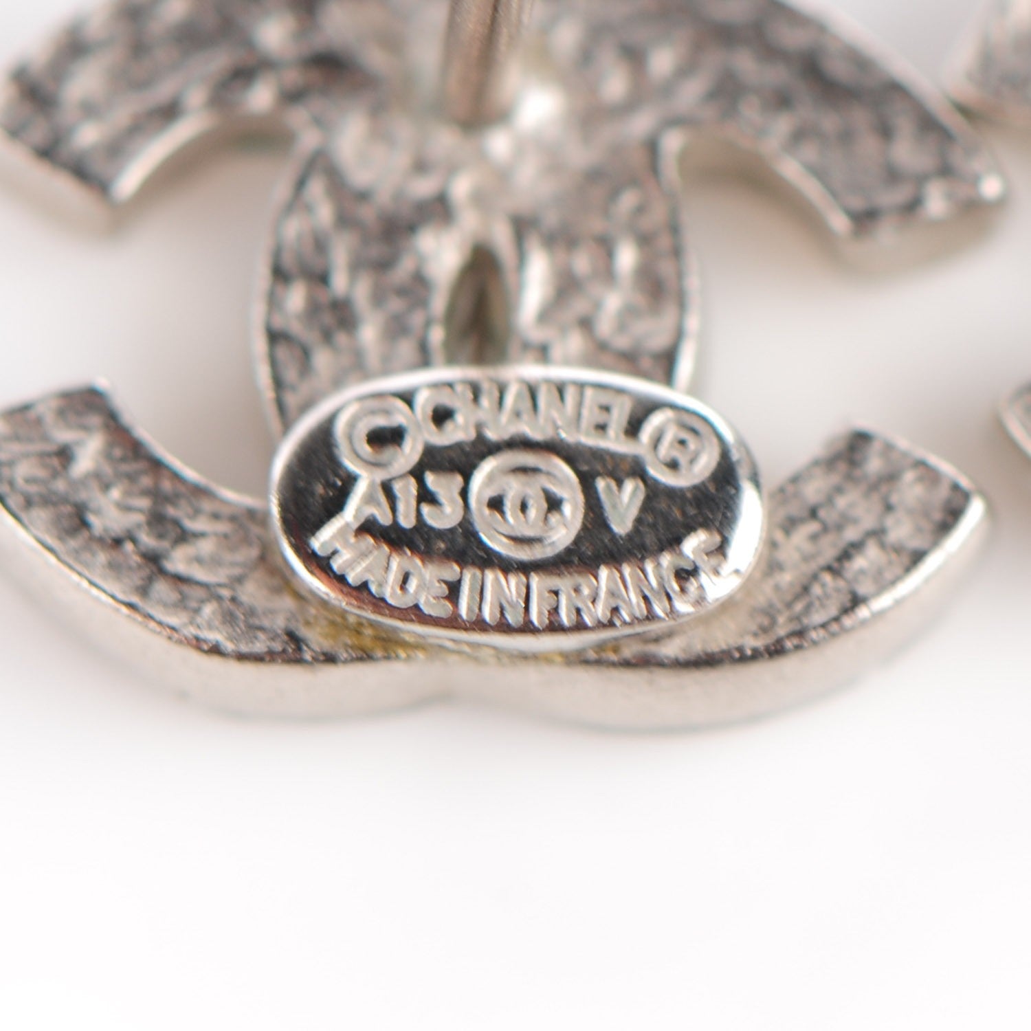 Chanel Crystal Timeless CC Earrings Silver 3 of 4