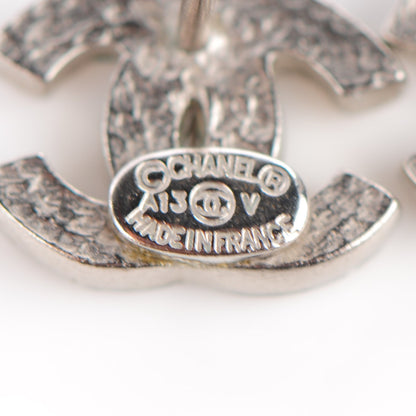 Chanel Crystal Timeless CC Earrings Silver 3 of 4