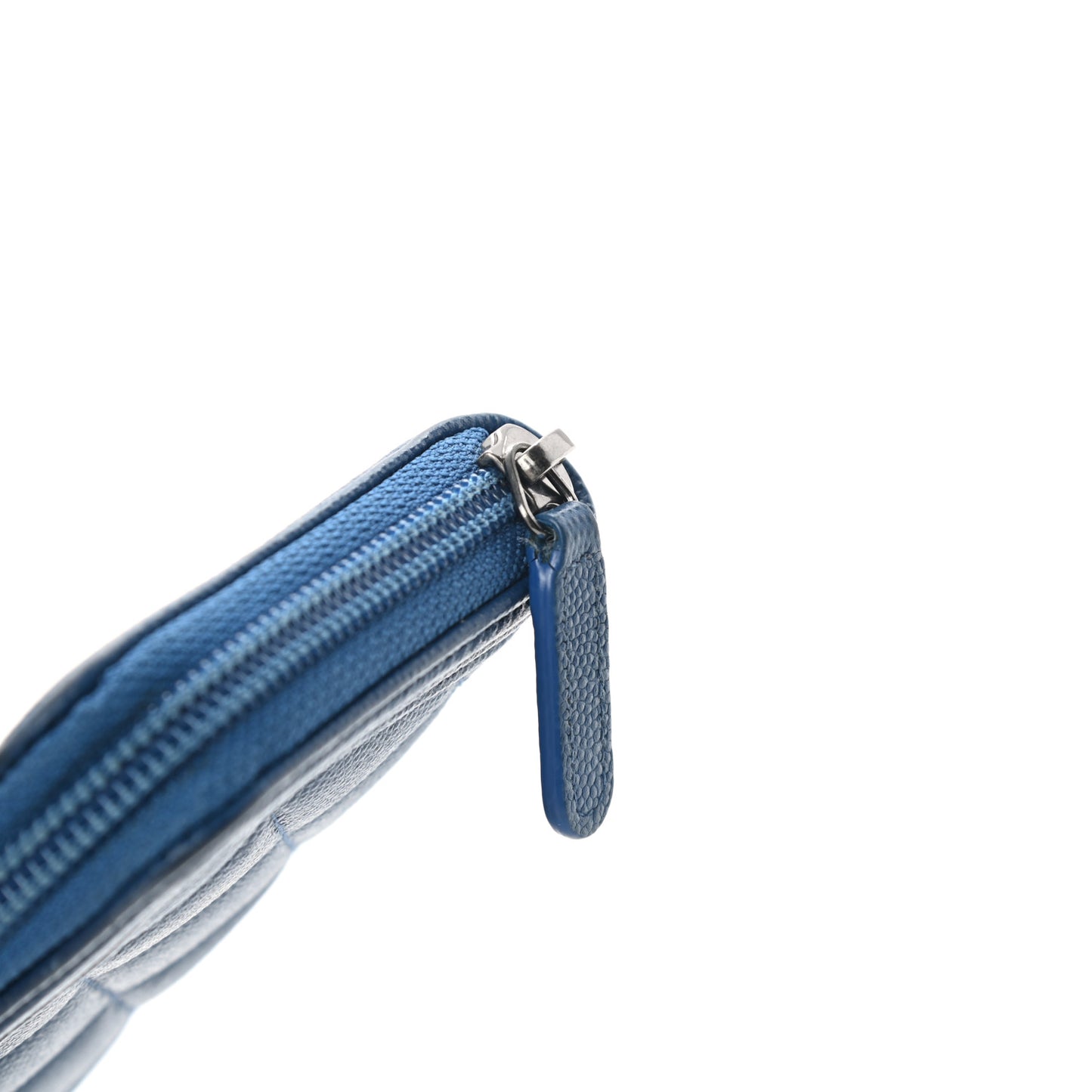 Caviar Quilted Boy Small Zip Around Wallet Blue