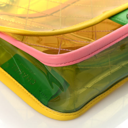 Chanel PVC Lambskin Stitched Medium Coco Splash Flap Yellow Green Pink 9 of 10