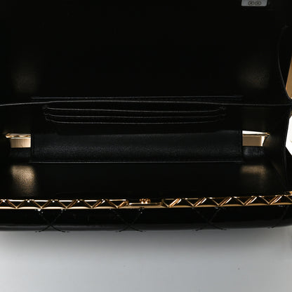 Chanel Glazed Goatskin Quilted Box With Chain Black 4 of 9