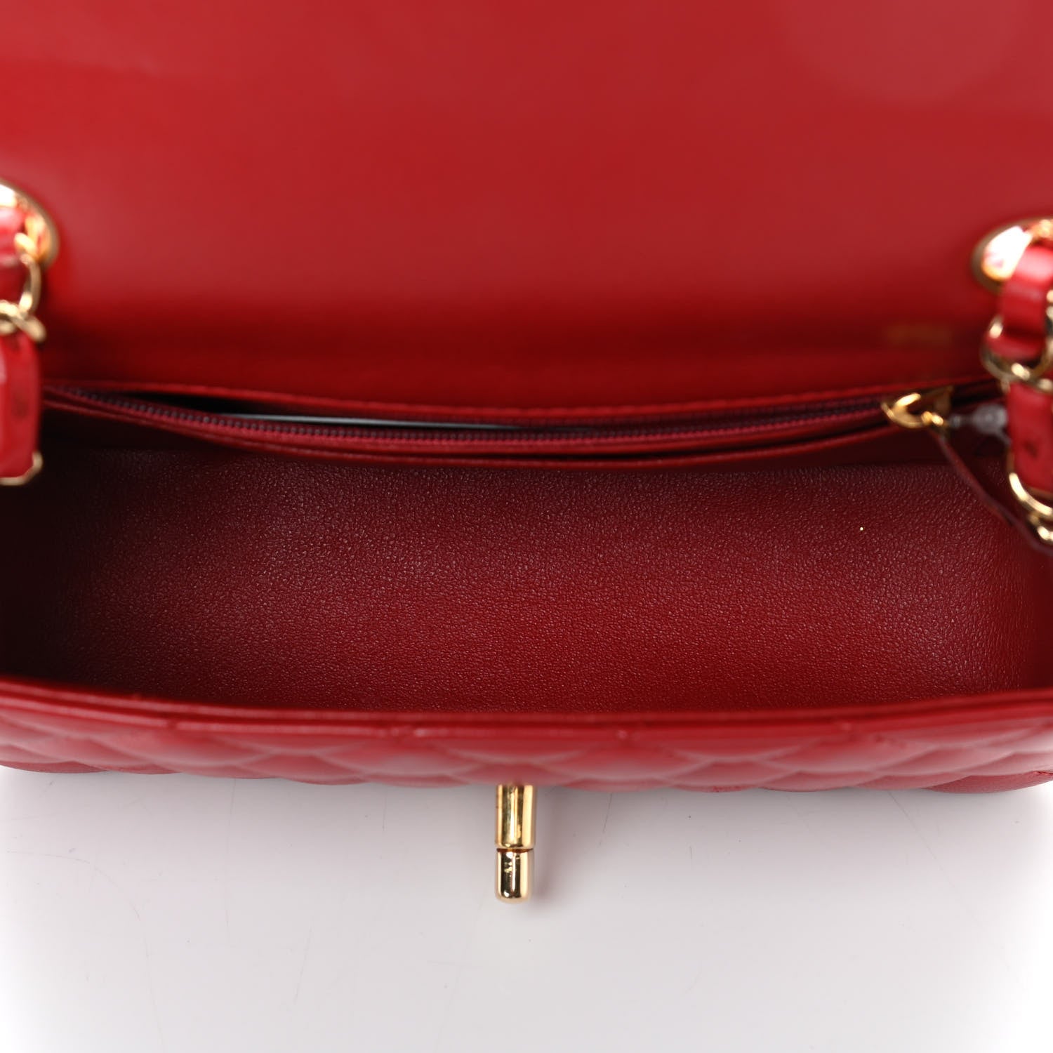Chanel Lambskin Quilted Mini Rectangular Flap Red 5 of 12