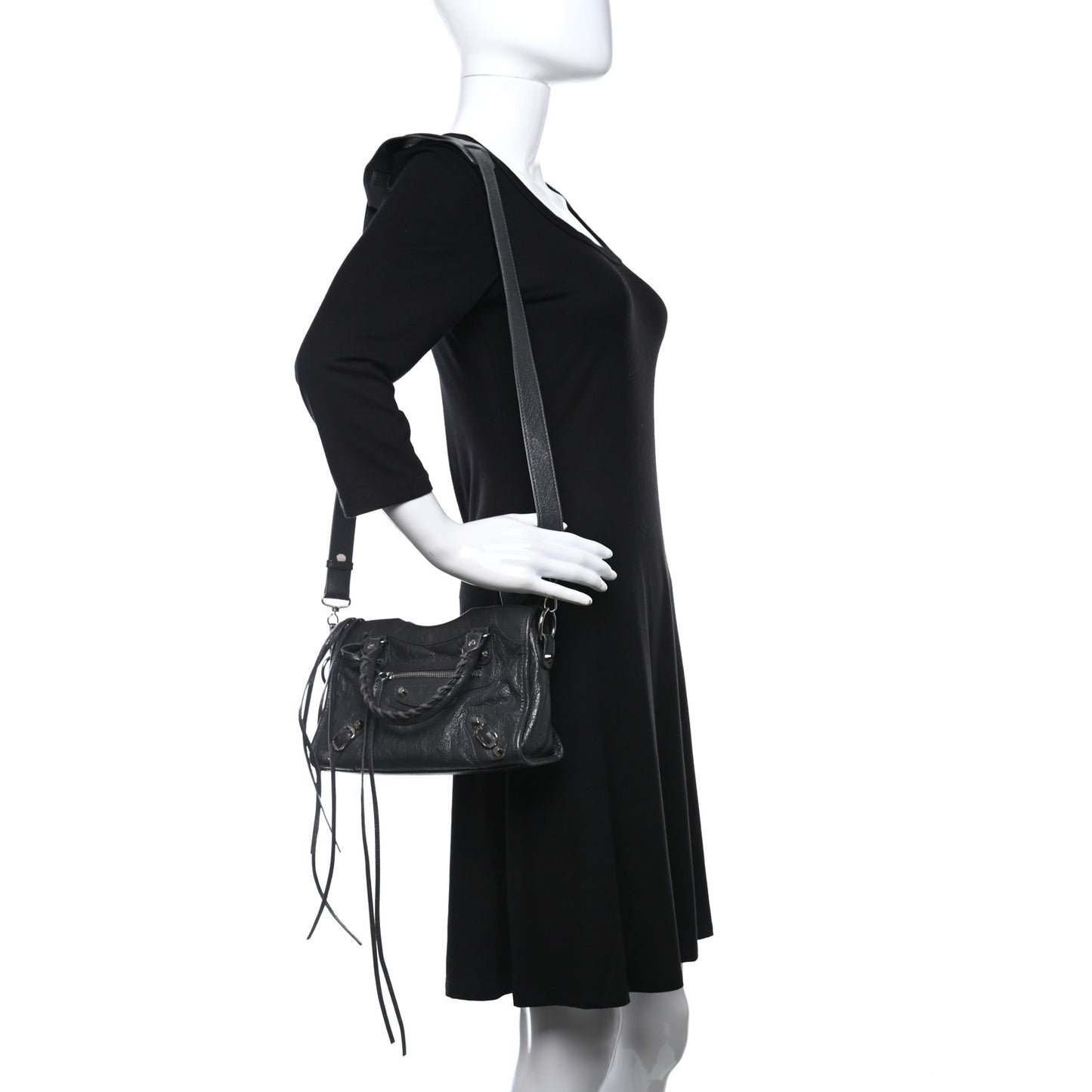 Agneau Classic Silver Hardware Mini City Gris Fossile