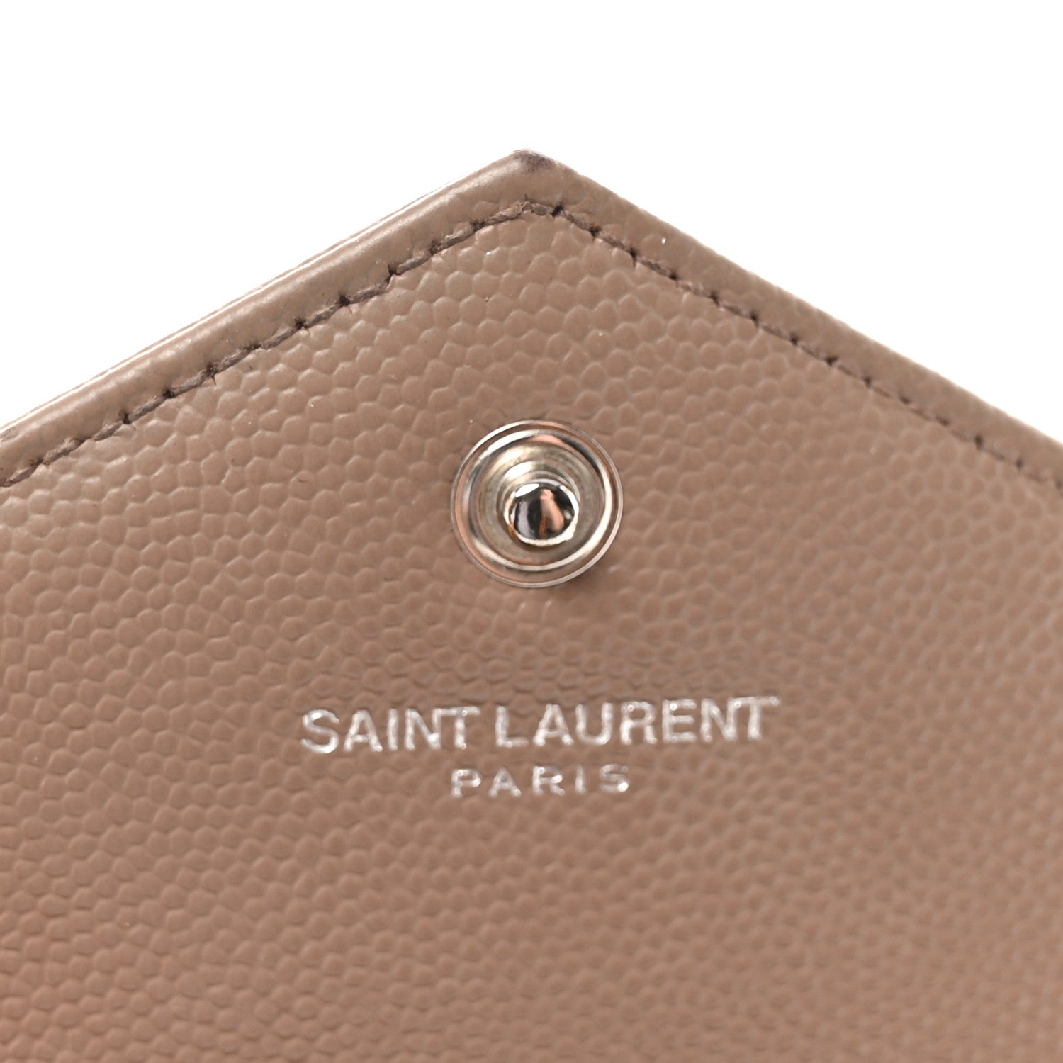 Saint Laurent Grain De Poudre Matelasse Chevron Monogram Chain Wallet Taupe 6 of 11