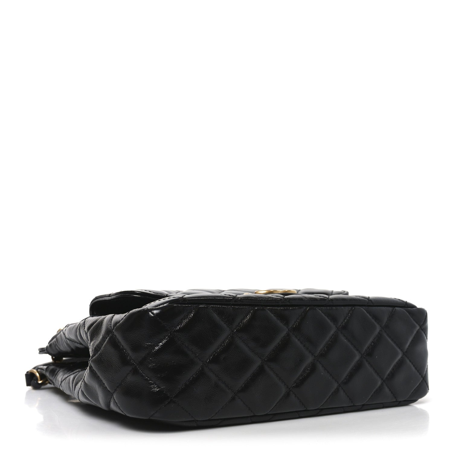 Chanel Shiny Crumpled Calfskin Quilted Wavy CC Hobo Black 1855098
