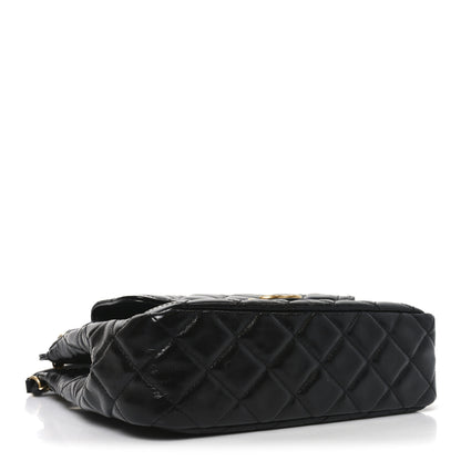 Chanel Shiny Crumpled Calfskin Quilted Wavy CC Hobo Black 4 of 10