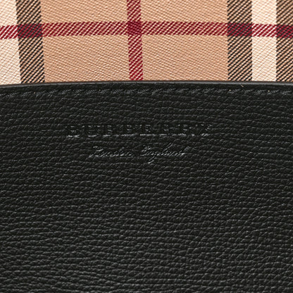 Burberry Grainy Calfskin Haymarket Colours Check Medium Zip Tote Black 6 of 11