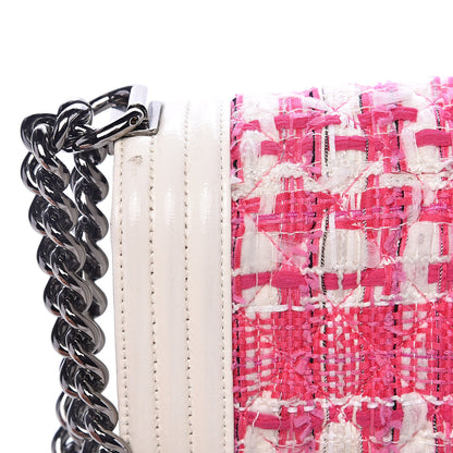 Chanel Patent Tweed Medium Boy Flap White 13 of 16
