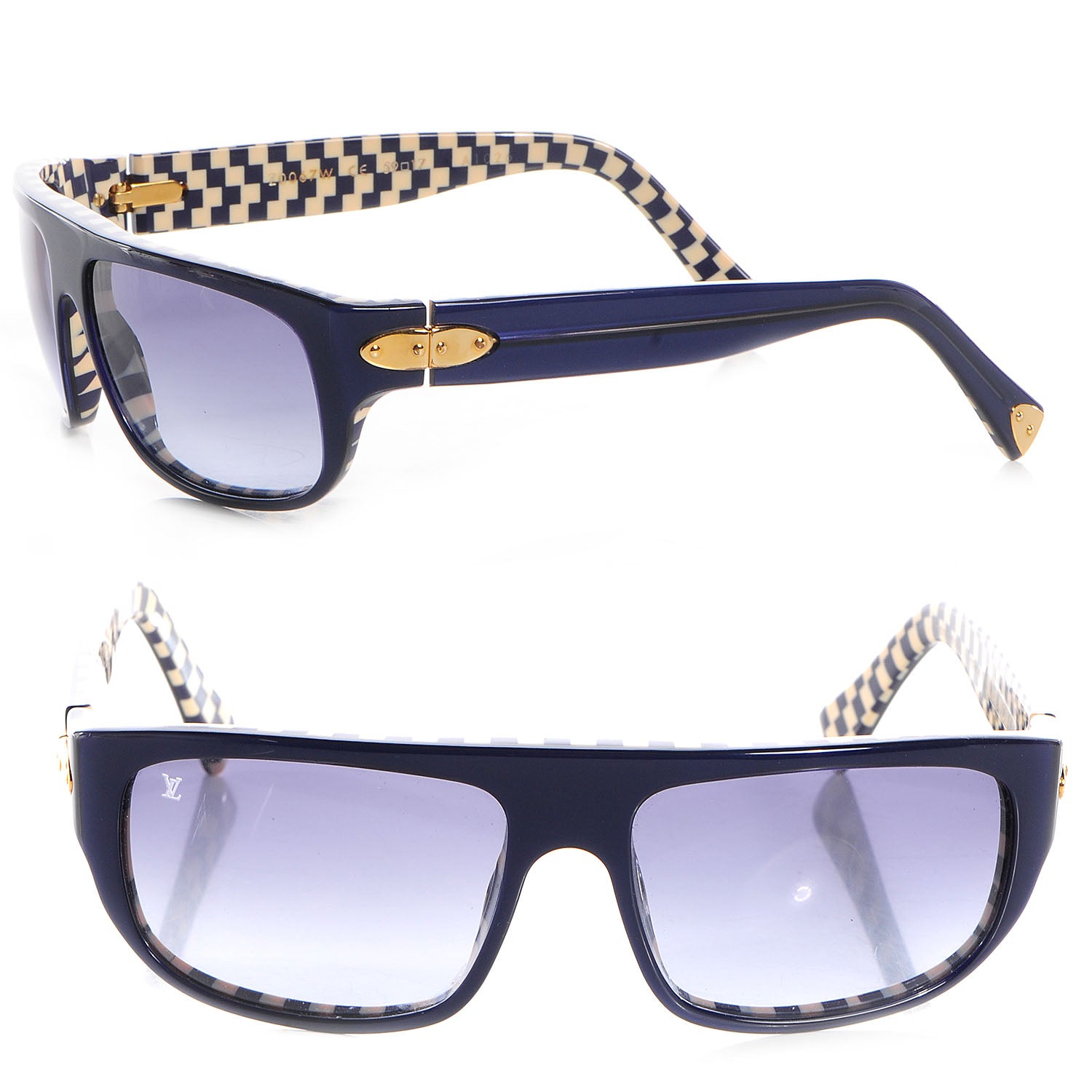 Louis Vuitton Damier Azur Polarized Sunglasses Z0067W Blue 1 of 5