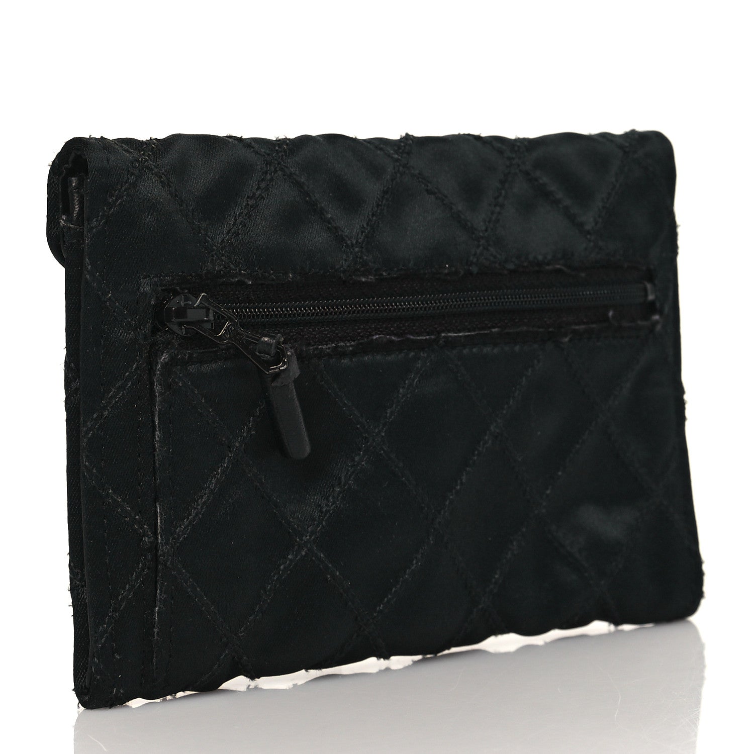 Chanel Satin Stitched Flap Card Case Black 3 of 8