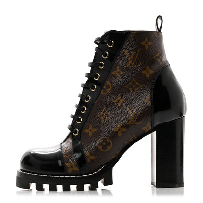 Louis Vuitton Patent Calfskin Monogram Star Trail Ankle Boots 40 Black 1 of 10