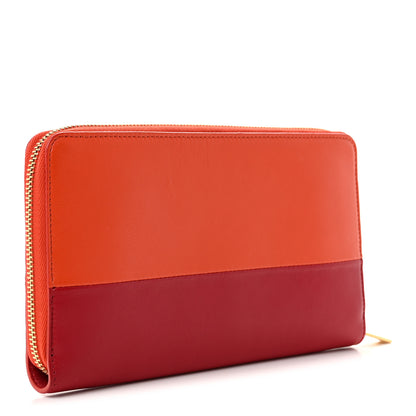 Celine Lambskin Large Zip Around Multifunction Wallet Red Orange 3 of 6