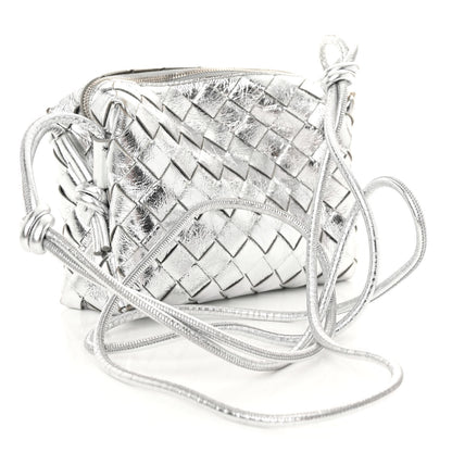 Bottega Veneta Metallic Nappa Intrecciato Mini Loop Camera Bag Silver 3 of 9